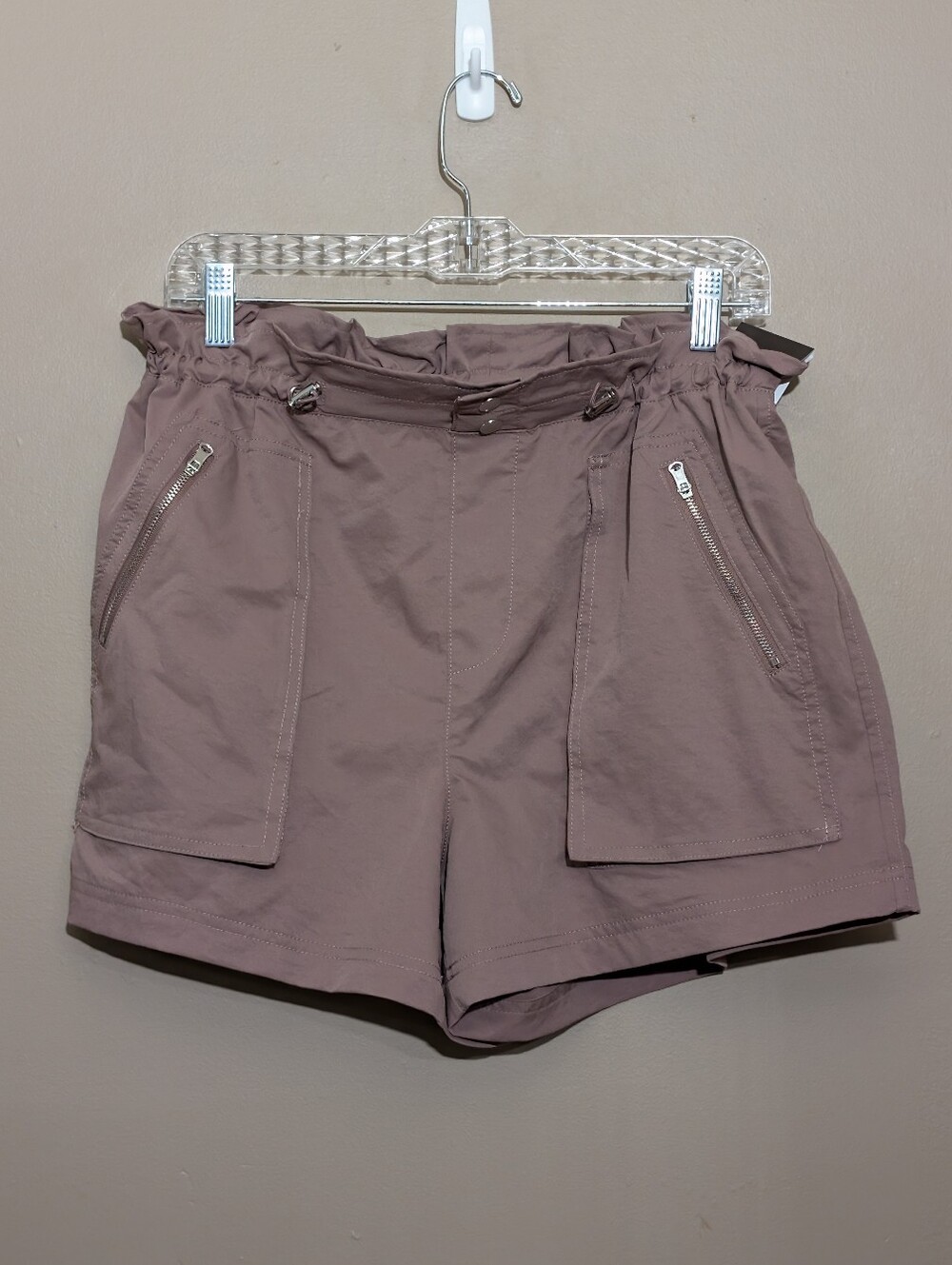 CALIA woven paper bag High Rise shorts hazy plum Sz M